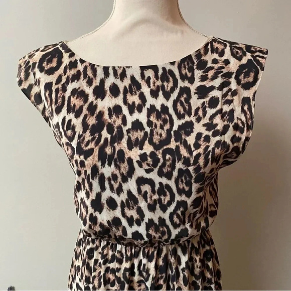 Alice + Olivia Leopard Print Open Back Mini Dress XS Blouson Party Cocktail - Picture 4 of 16
